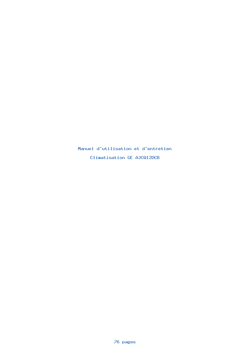 Page 1 de la notice Manuel d'utilisation et d'entretien GE AJCQ12DCB