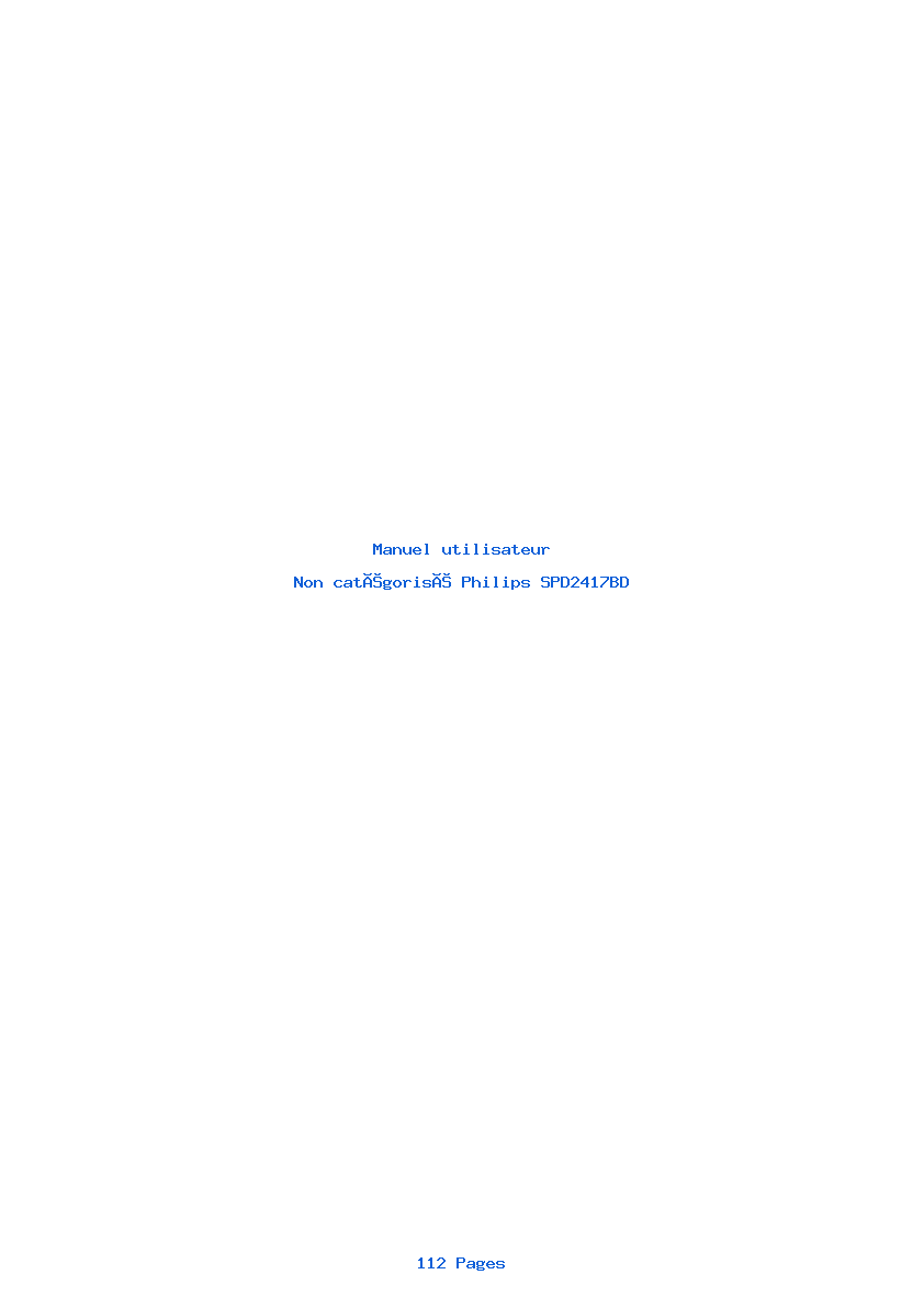 Page 1 de la notice Manuel utilisateur Philips SPD2417BD
