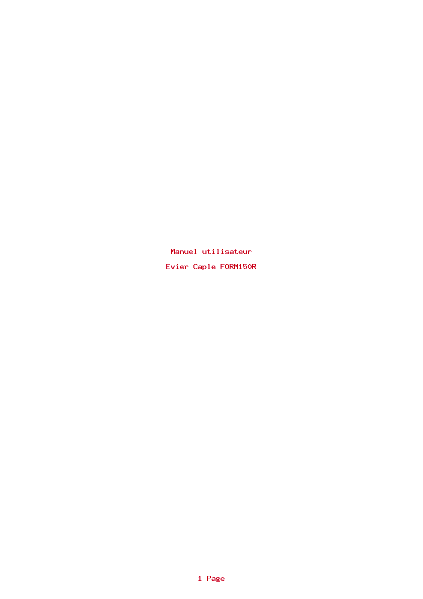 Page 1 de la notice Manuel utilisateur Caple FORM150R