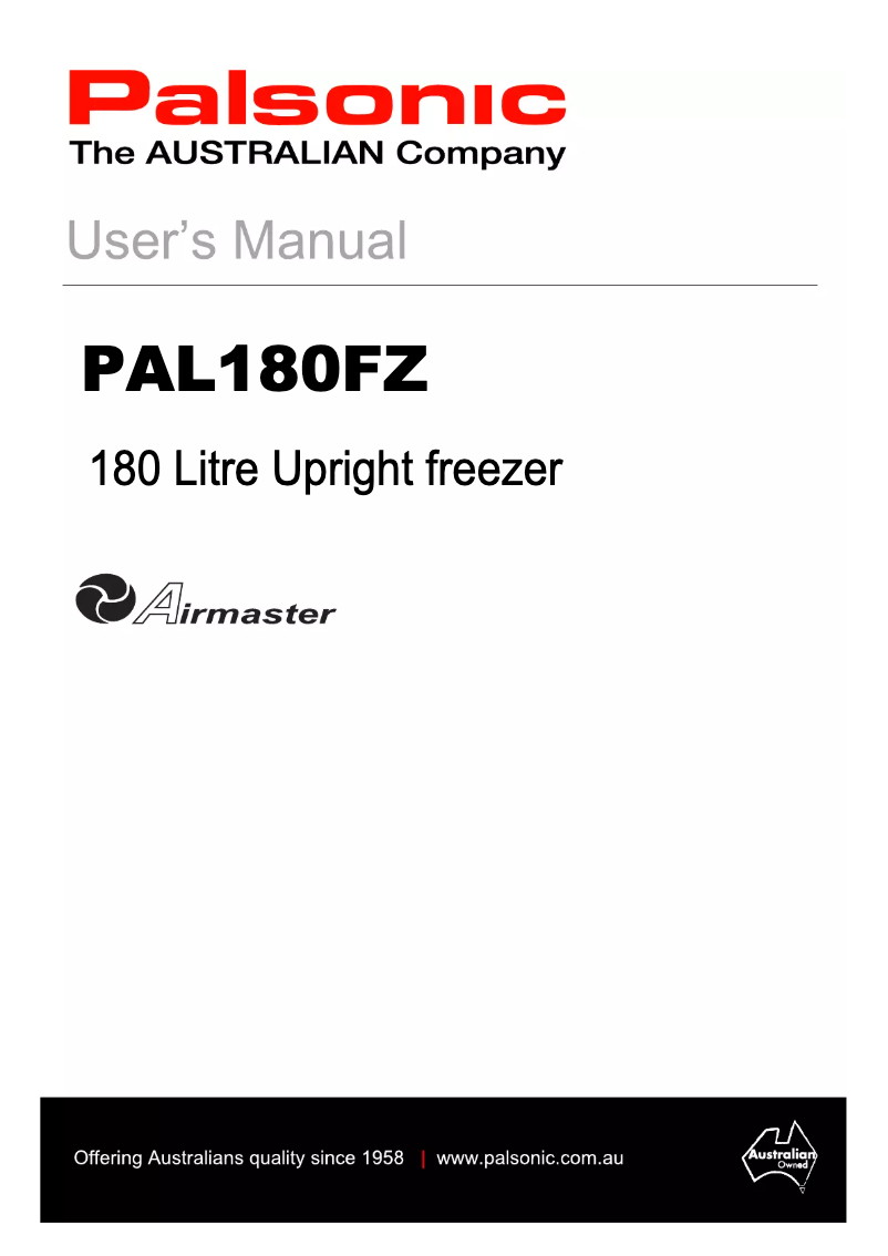 Page 1 of the manual User Manual Palsonic PAL180FZ