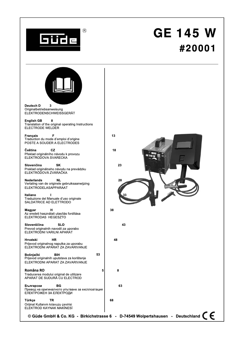 Page 1 de la notice Manuel utilisateur Güde 20001
