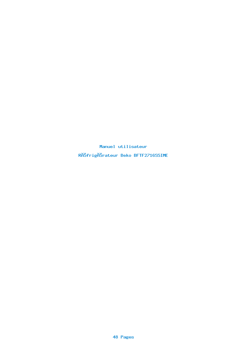 Page 1 de la notice Manuel utilisateur Beko BFTF2716SSIME