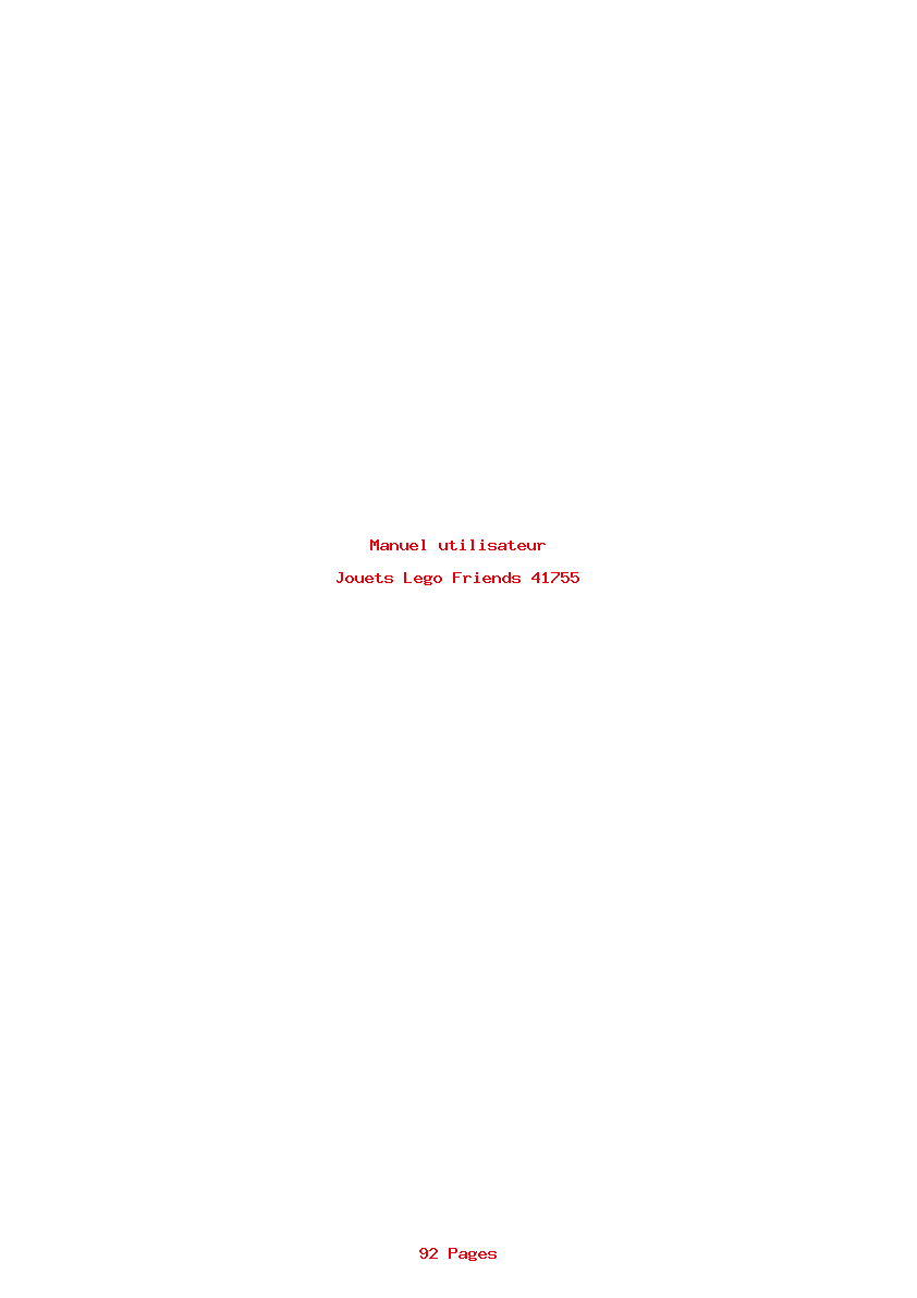 Page 1 de la notice Manuel utilisateur Lego Friends 41755