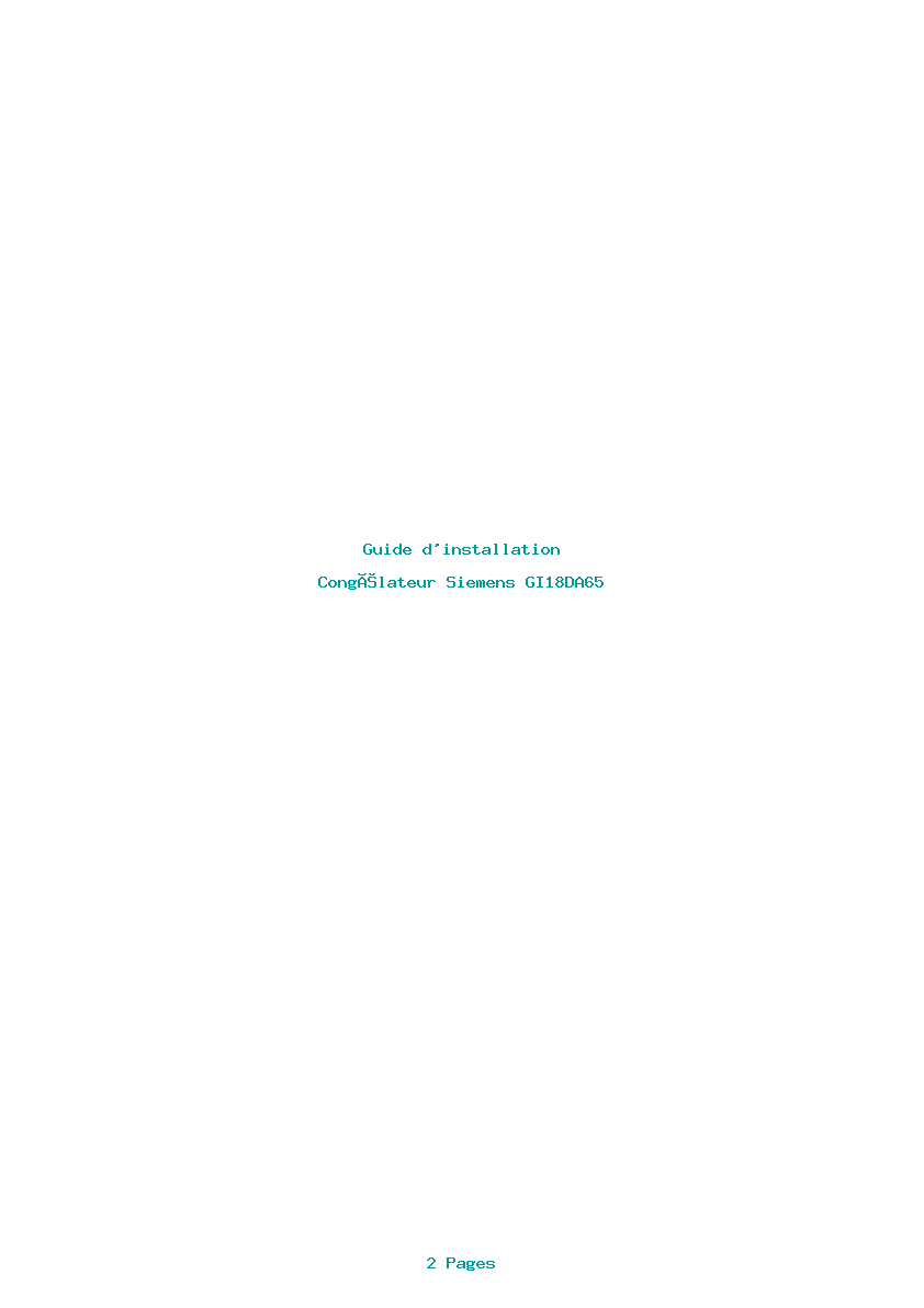 Page 1 de la notice Guide d'installation Siemens GI18DA65