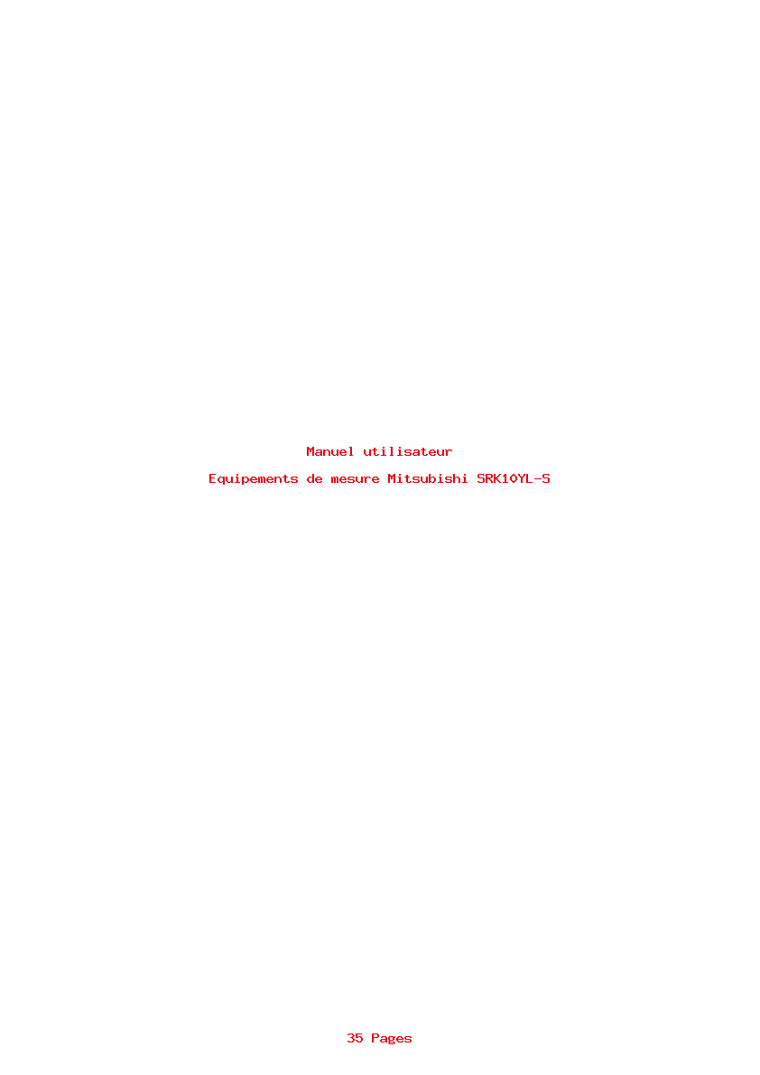 Page 1 de la notice Manuel utilisateur Mitsubishi SRK10YL-S