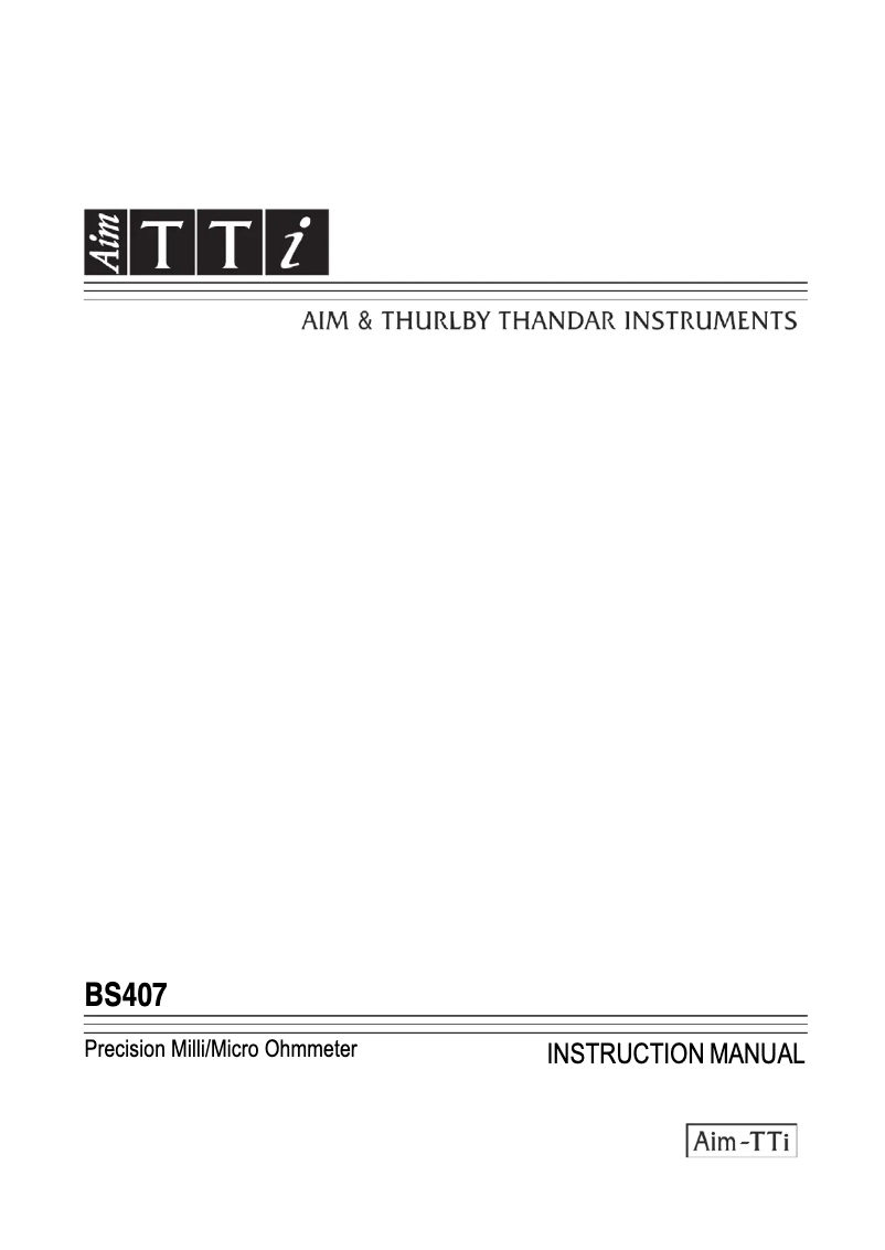 Página 1 del manual Manual de usuario Aim TTi BS407