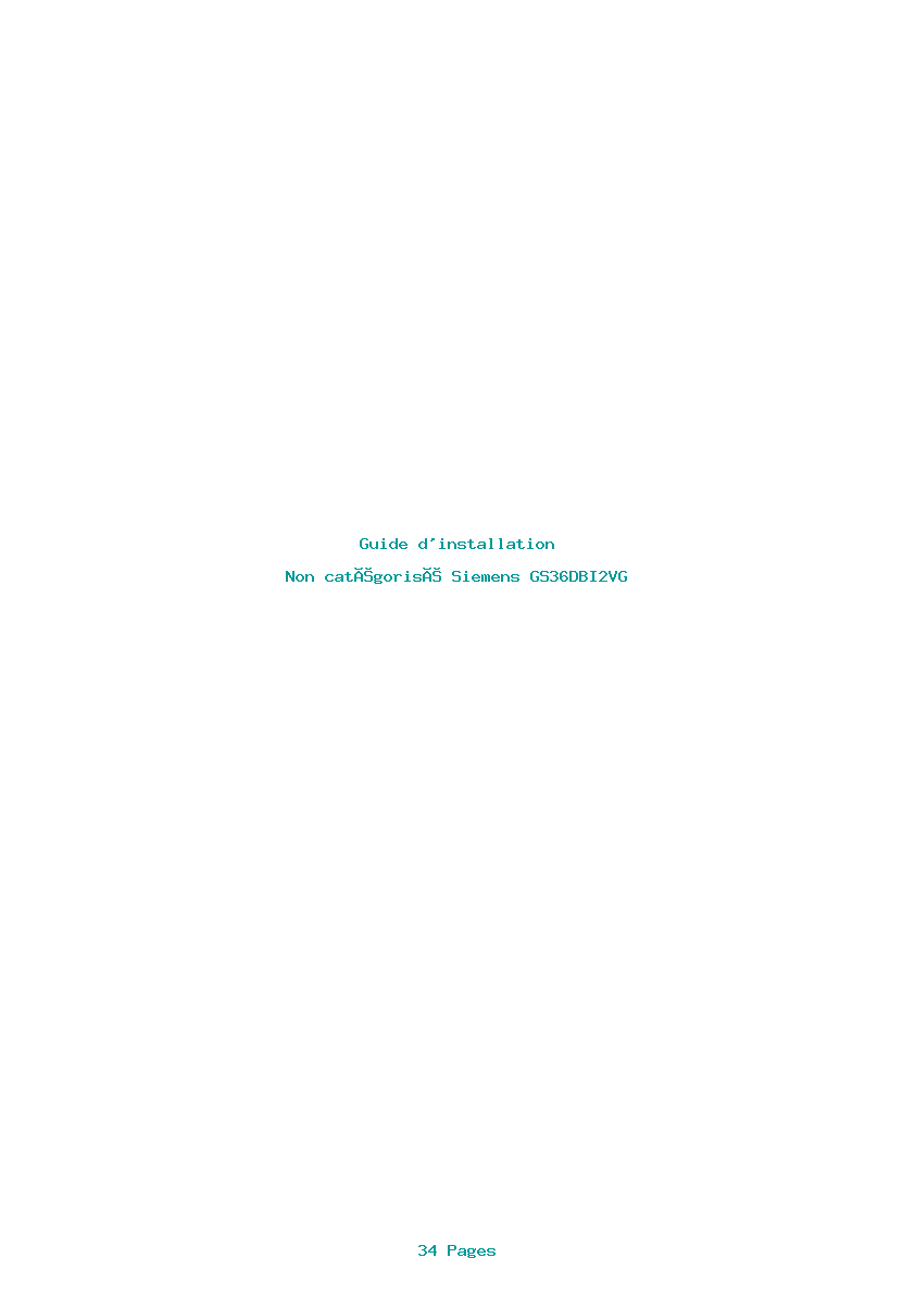 Page 1 de la notice Guide d'installation Siemens GS36DBI2VG