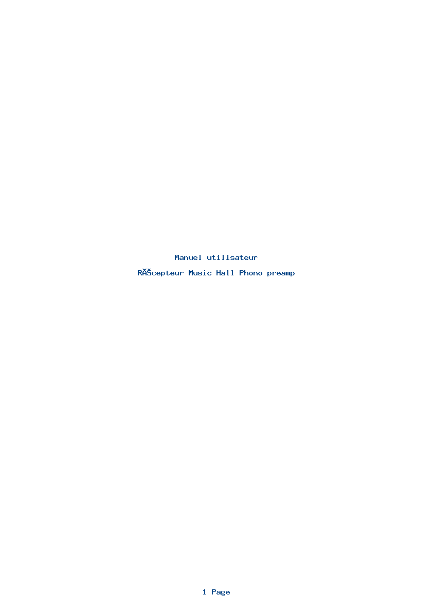 Page 1 de la notice Manuel utilisateur Music Hall Phono preamp