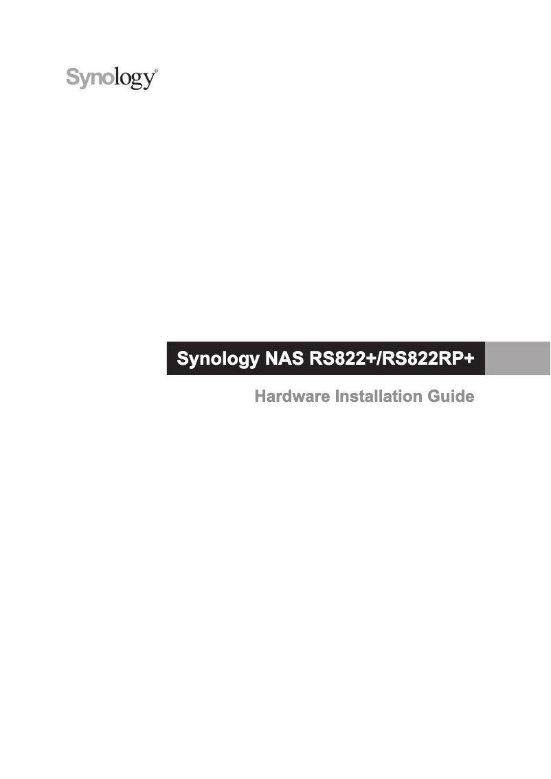 Page 1 de la notice Manuel utilisateur Synology RackStation RS822+
