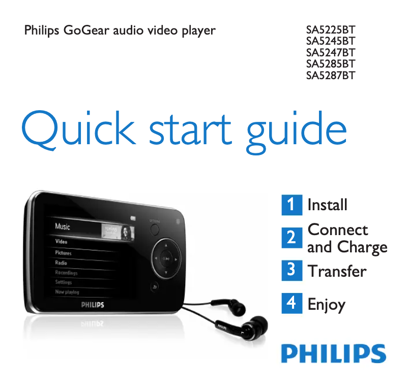 Page 1 of the manual Quick Start Guide Philips GoGear SA5295