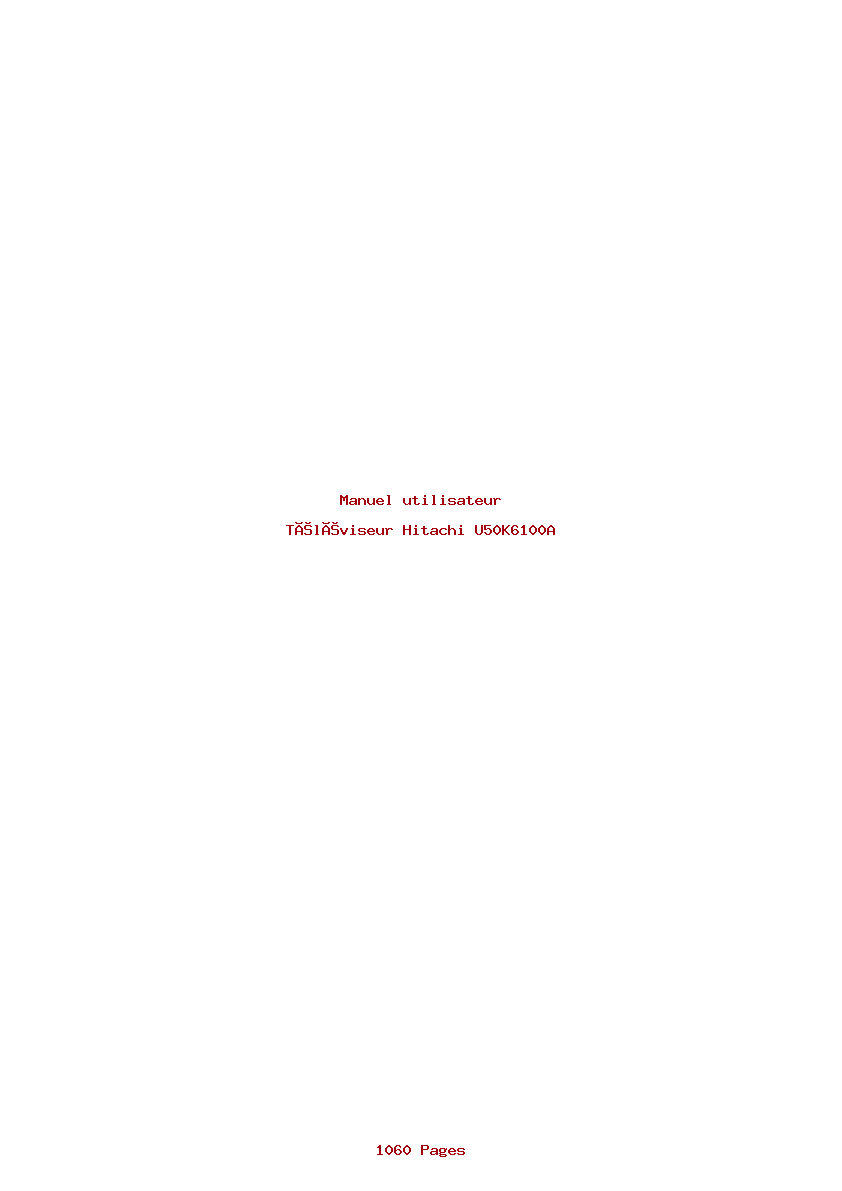 Page 1 de la notice Manuel utilisateur Hitachi U50K6100A