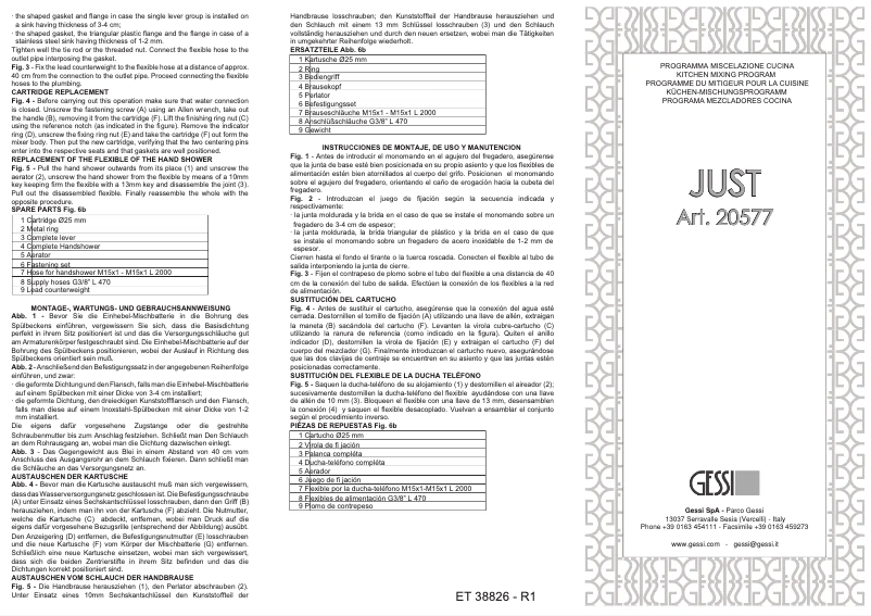 Page 1 de la notice Guide d'installation Gessi 20577