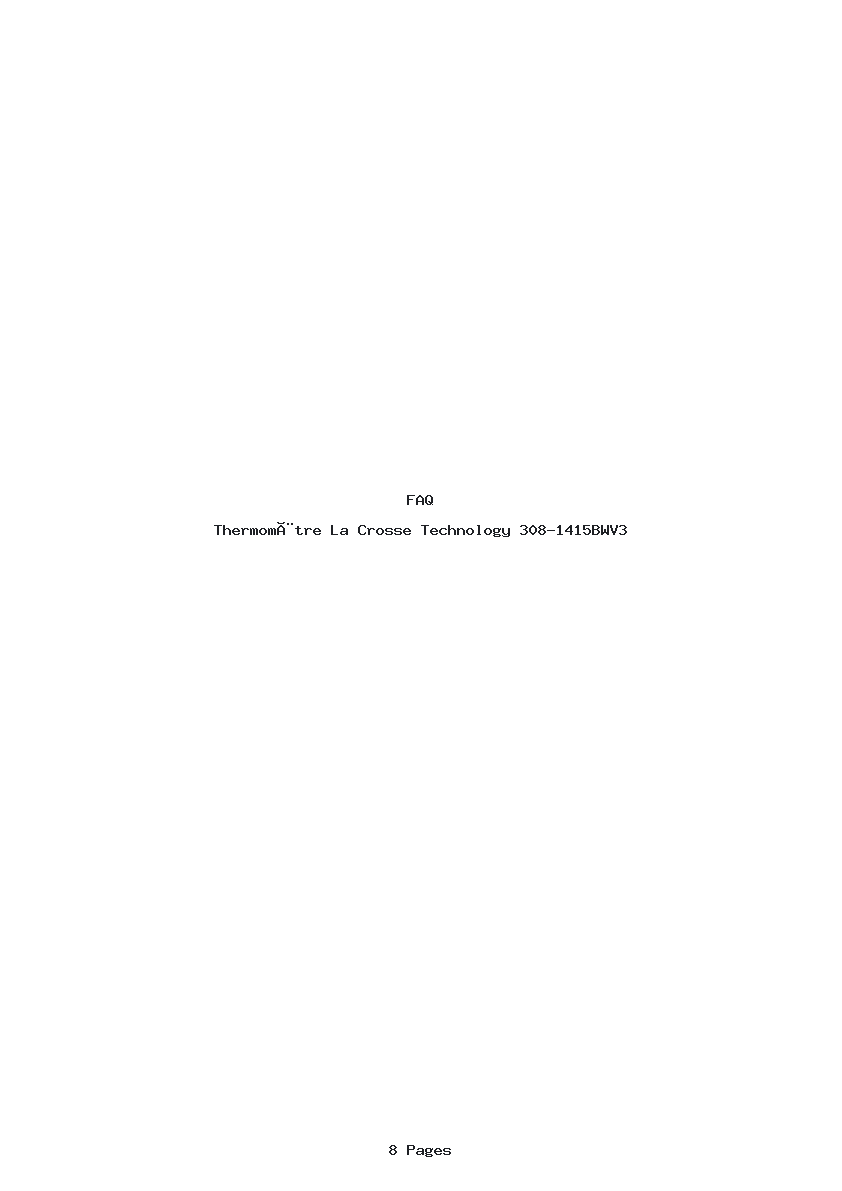 Page 1 de la notice FAQ La Crosse Technology 308-1415BWV3