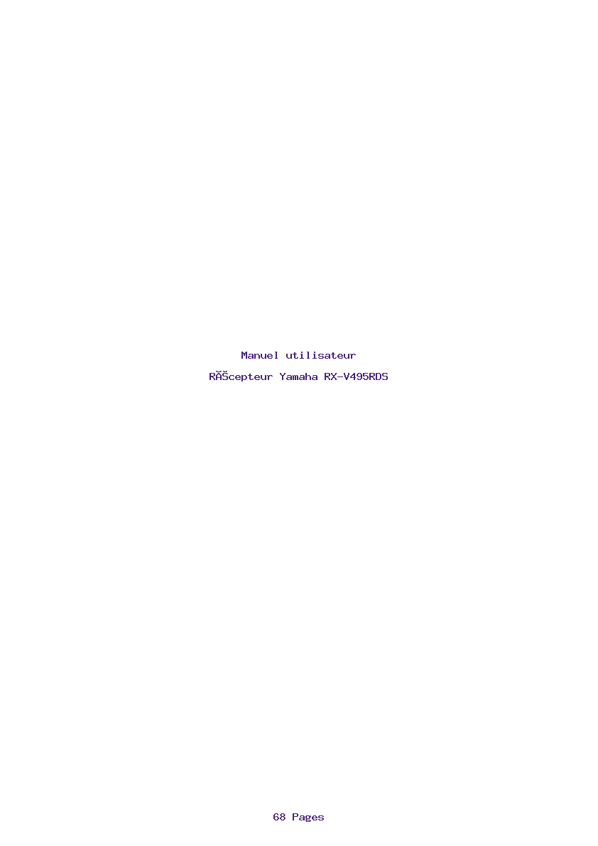 Page 1 de la notice Manuel utilisateur Yamaha RX-V495RDS