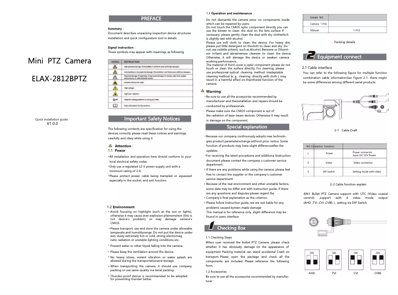 Page 1 de la notice Manuel utilisateur Monacor ELAX-2812BPTZ