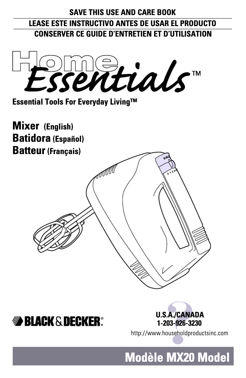 Page 1 de la notice Manuel utilisateur Black & Decker MX20