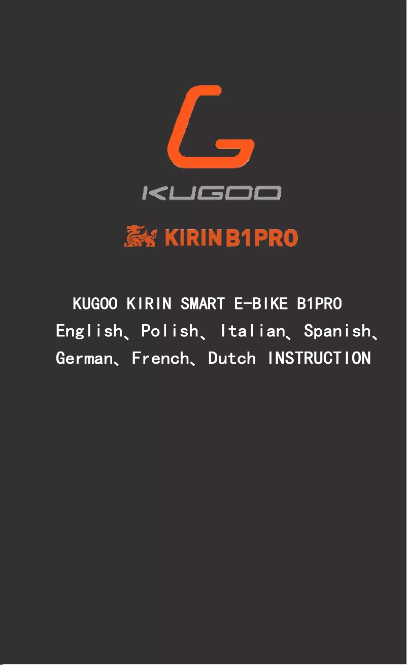 Page 1 of the manual User Manual Kugoo Kirin B1 Pro