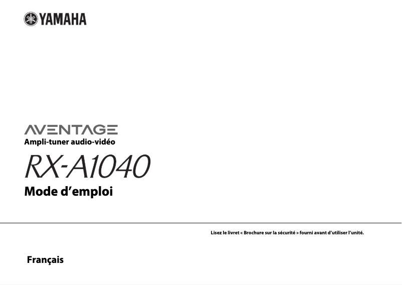 Page 1 de la notice Manuel utilisateur Yamaha RX-A1040T