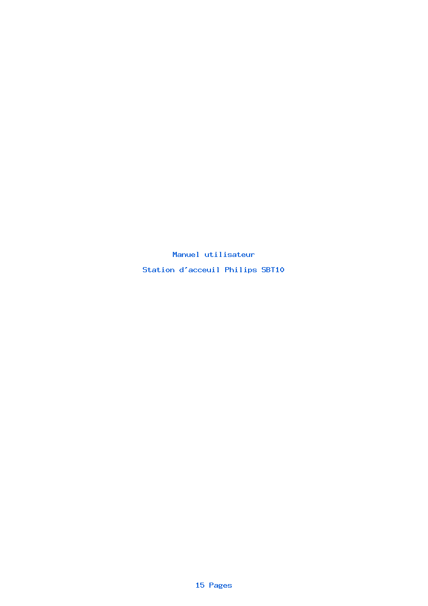 Page 1 de la notice Manuel utilisateur Philips SBT10