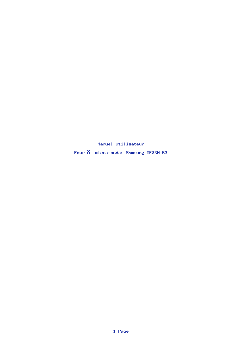 Page 1 de la notice Manuel utilisateur Samsung ME83M-B3