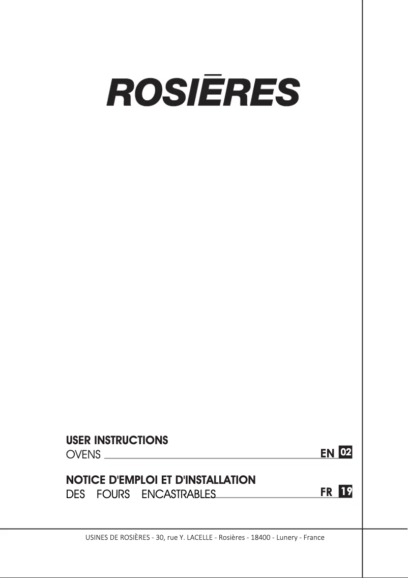 Page 1 de la notice Manuel utilisateur Rosieres RFC 3371 IN WIFI