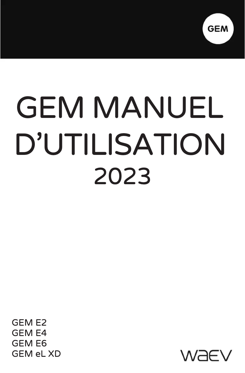 Page 1 de la notice Manuel utilisateur GEM eL XD (2023)
