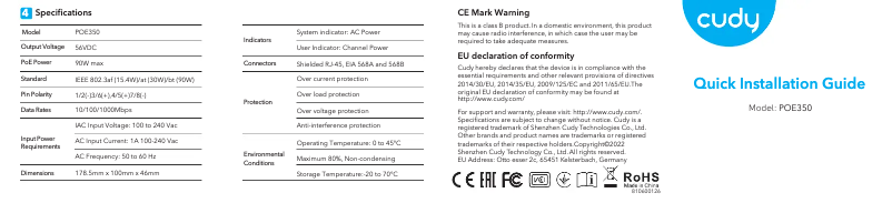 Page 1 de la notice Manuel utilisateur Cudy POE350