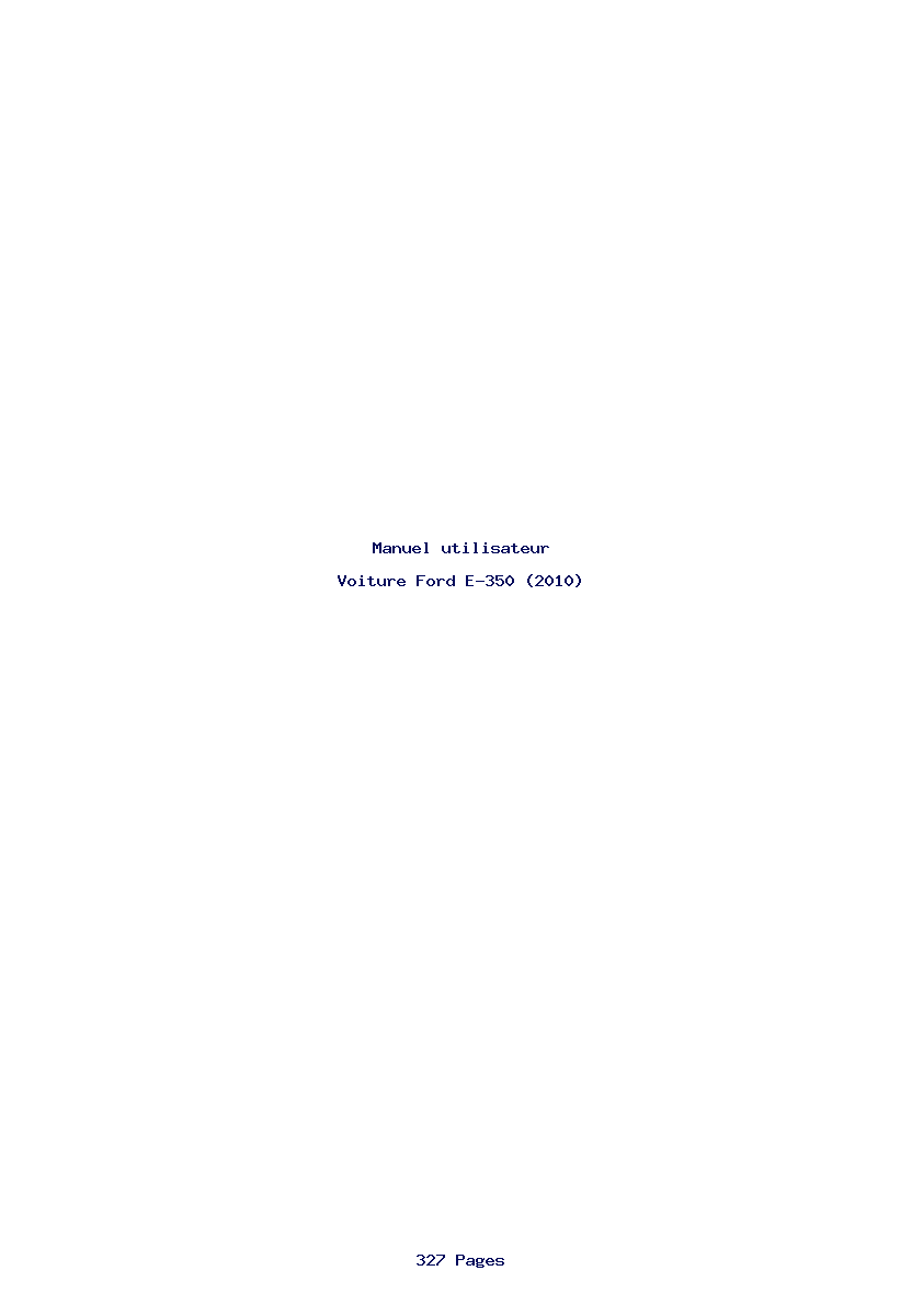 Page 1 de la notice Manuel utilisateur Ford E-350 (2010)