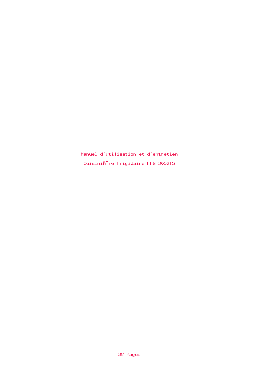 Image de la première page du manuel de l'appareil FFGF3052TS