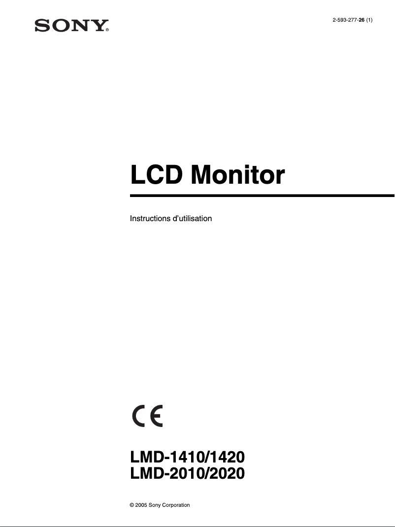 Page 1 de la notice Manuel utilisateur Sony LMD-1420