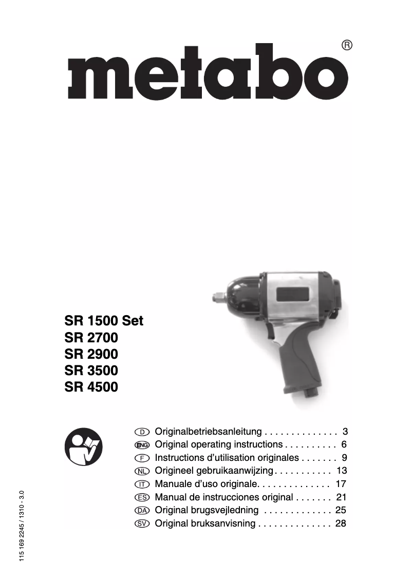 Page 1 of the manual User Manual Metabo SR 1500 Set