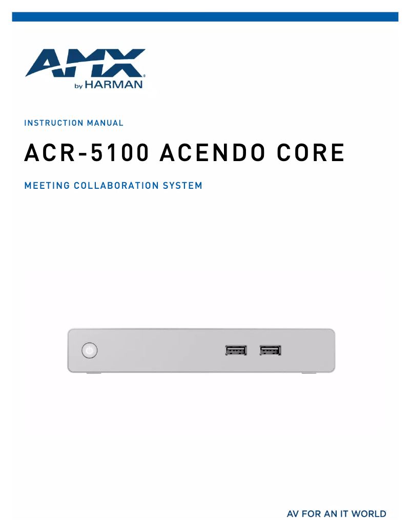 Page 1 de la notice Manuel utilisateur AMX Acendo Core ACR-5100
