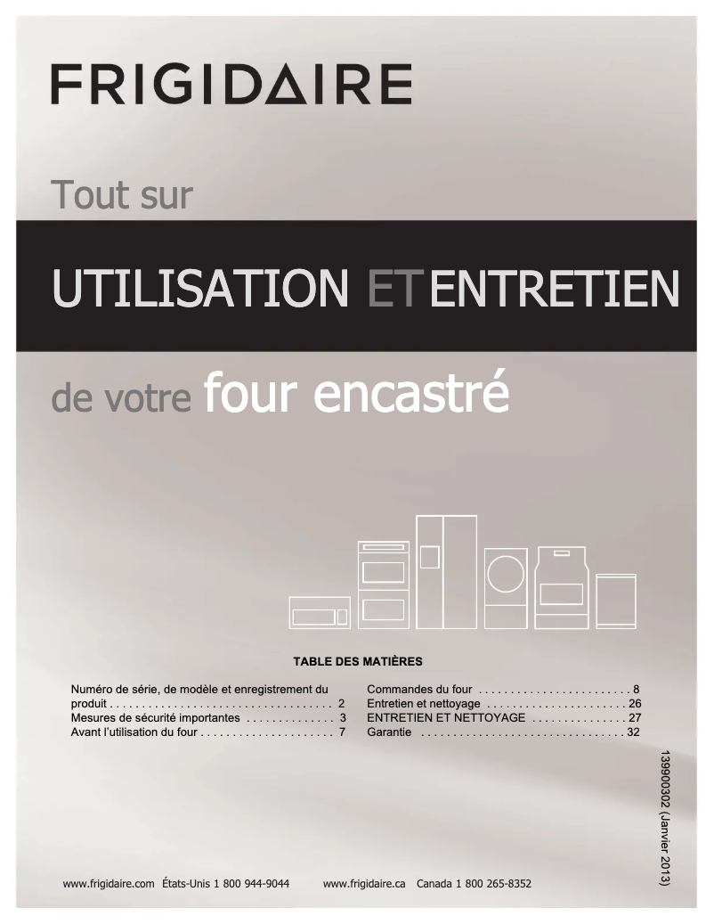 Page 1 de la notice Manuel utilisateur Frigidaire FGET3065PW