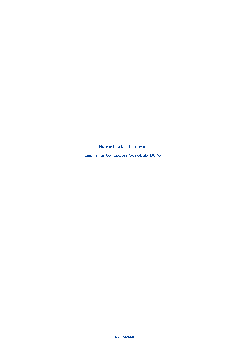 Page 1 de la notice Manuel utilisateur Epson SureLab D870
