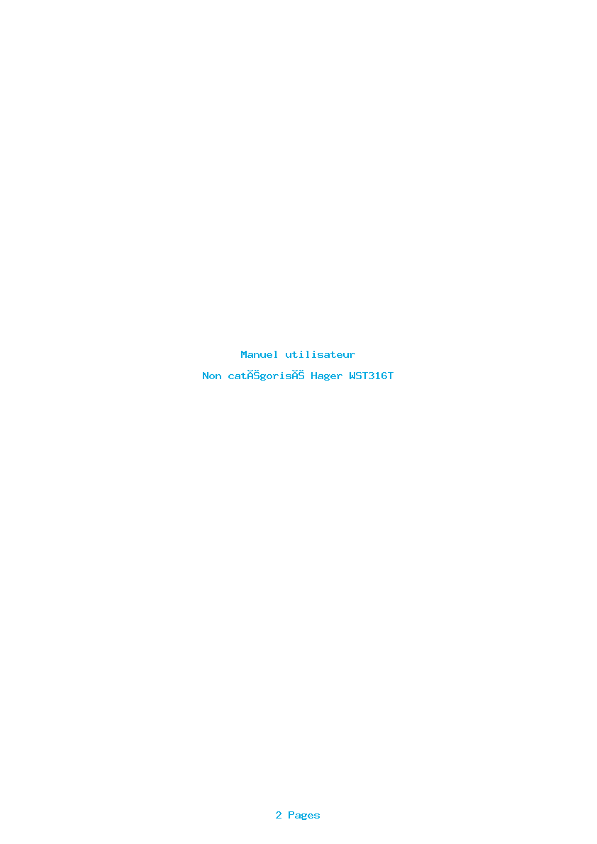 Page 1 de la notice Manuel utilisateur Hager WST316T