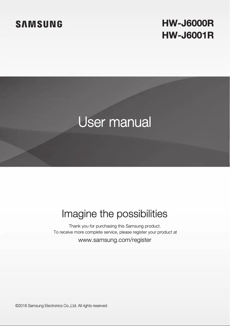 Page 1 de la notice Manuel utilisateur Samsung HW-J6001R