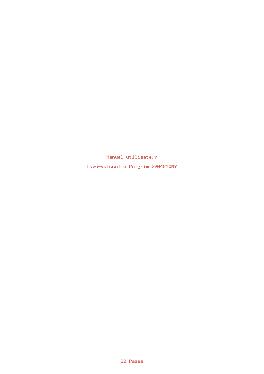 Page 1 de la notice Manuel utilisateur Pelgrim GVW481ONY