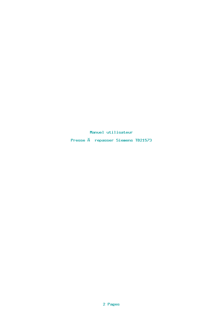 Page 1 de la notice Manuel utilisateur Siemens TB21573