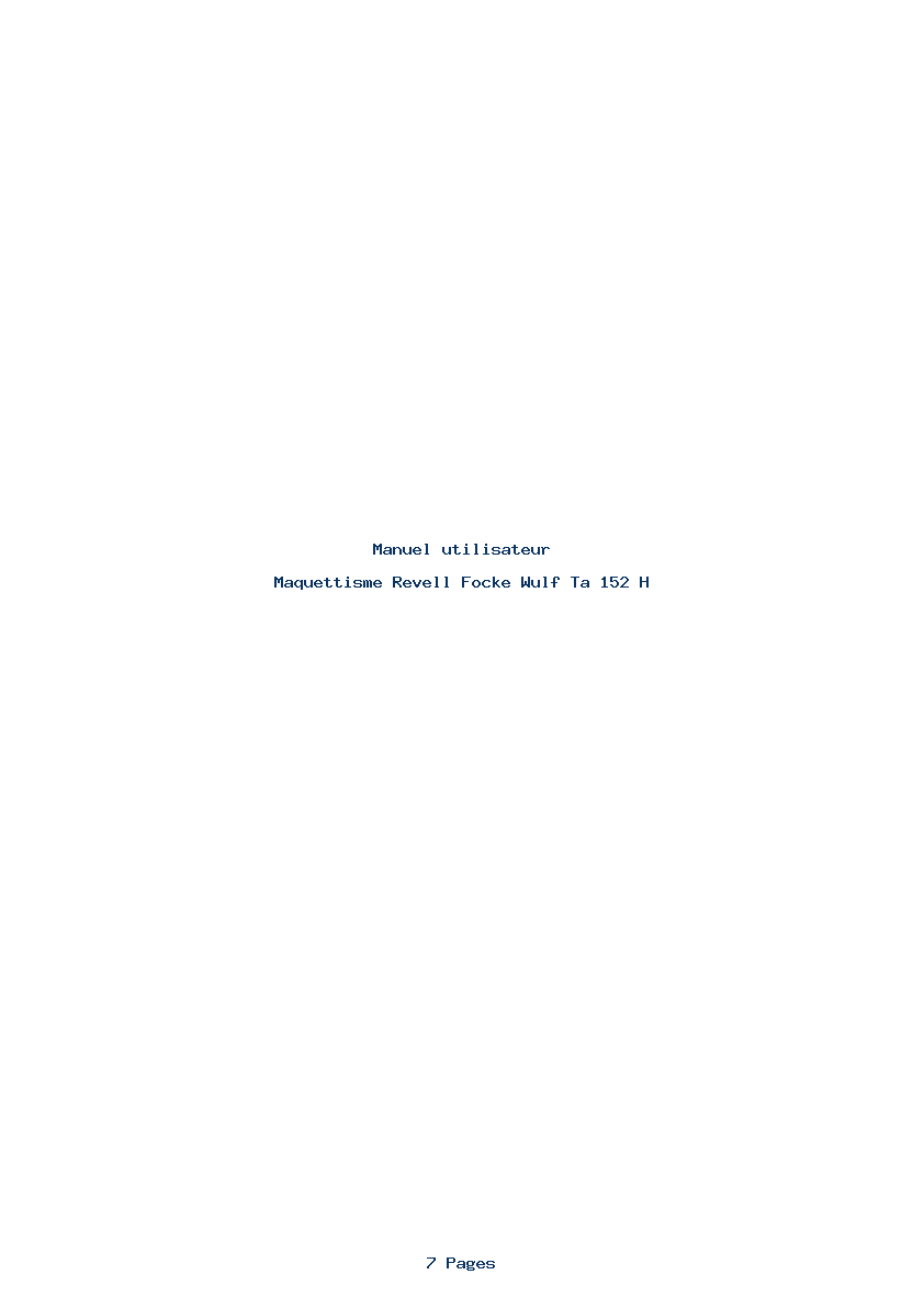 Page 1 de la notice Manuel utilisateur Revell Focke Wulf Ta 152 H