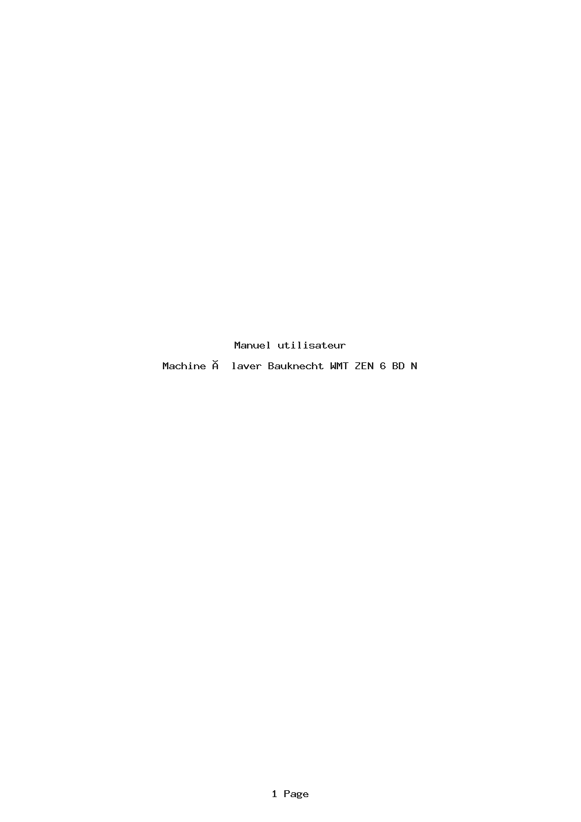 Page 1 de la notice Manuel utilisateur Bauknecht WMT ZEN 6 BD N