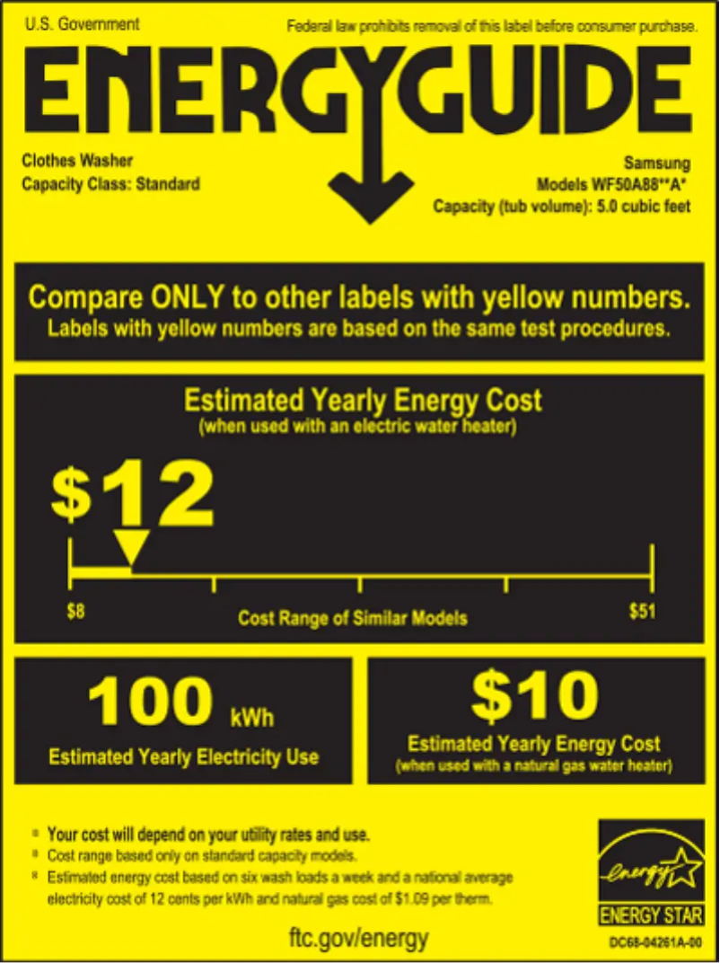 Página 1 del manual Etiqueta energética Samsung DVE50A8500V