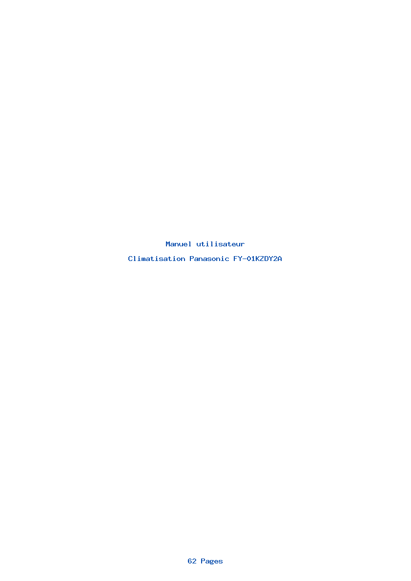 Page 1 de la notice Manuel utilisateur Panasonic FY-01KZDY2A