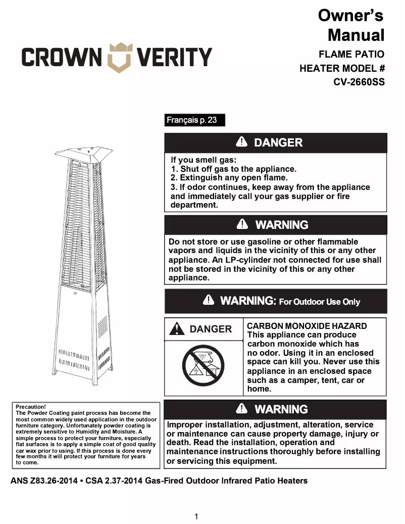 Page 1 of the manual User Manual Crown Verity CV-2660-SS