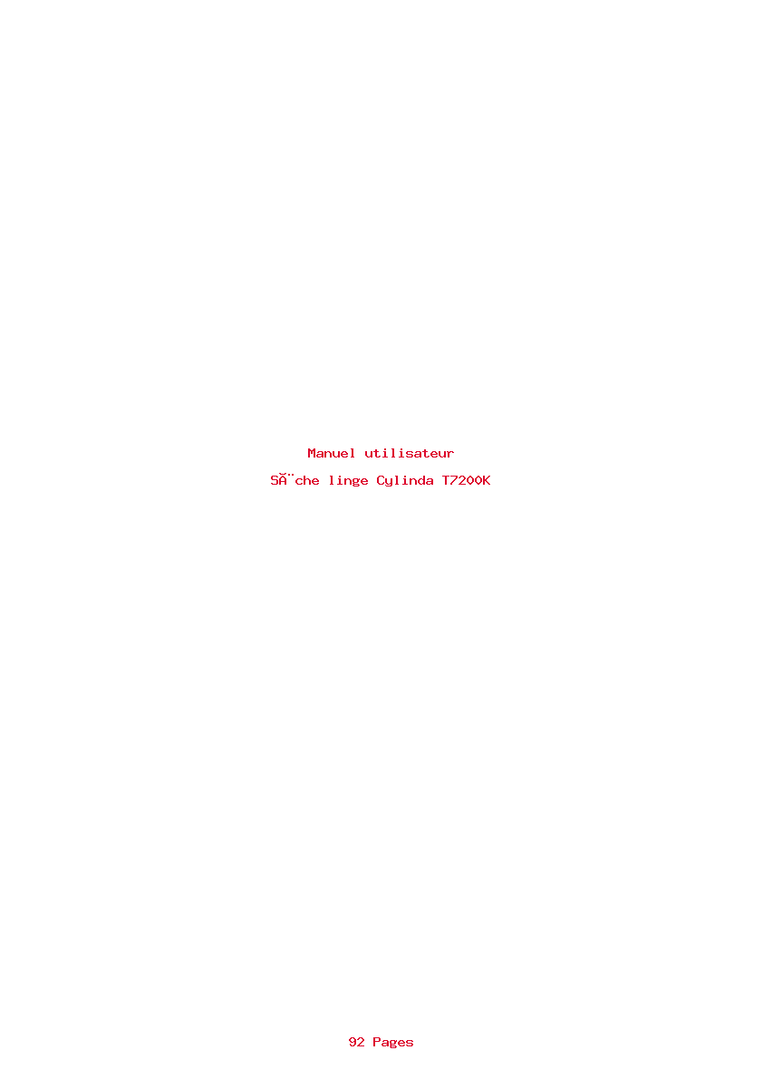Image de la première page du manuel de l'appareil T7200K