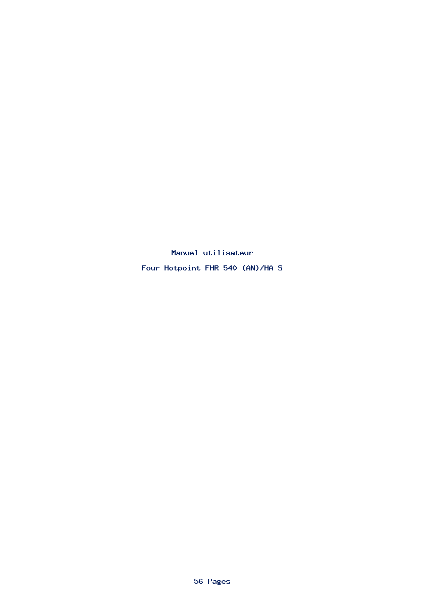 Page 1 de la notice Manuel utilisateur Hotpoint FHR 540 (AN)/HA S