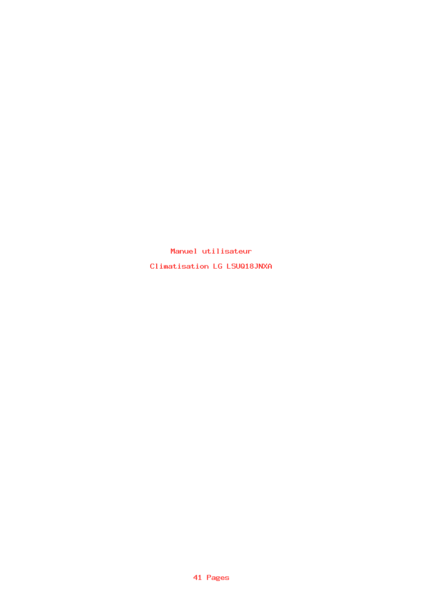 Page 1 de la notice Manuel utilisateur LG LSUQ18JNXA