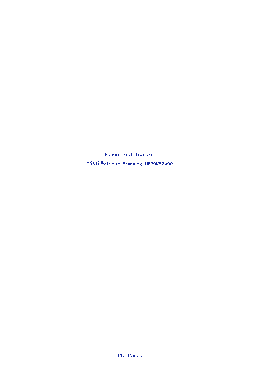 Page 1 de la notice Manuel utilisateur Samsung UE60KS7000