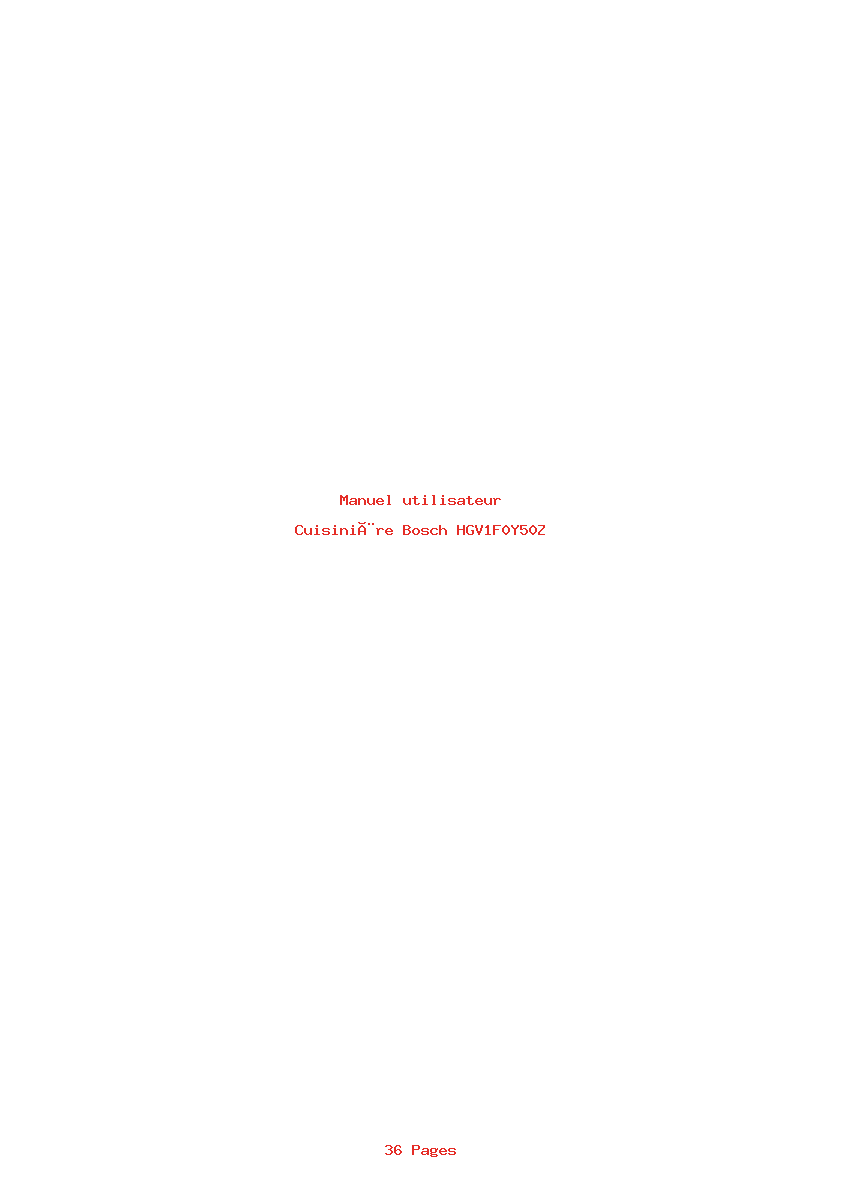 Page 1 de la notice Manuel utilisateur Bosch HGV1F0Y50Z