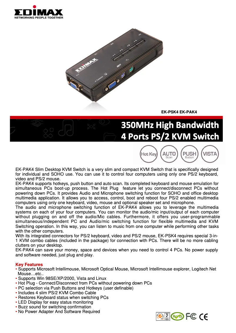 Page 1 de la notice Fiche technique Edimax EK-PAK4