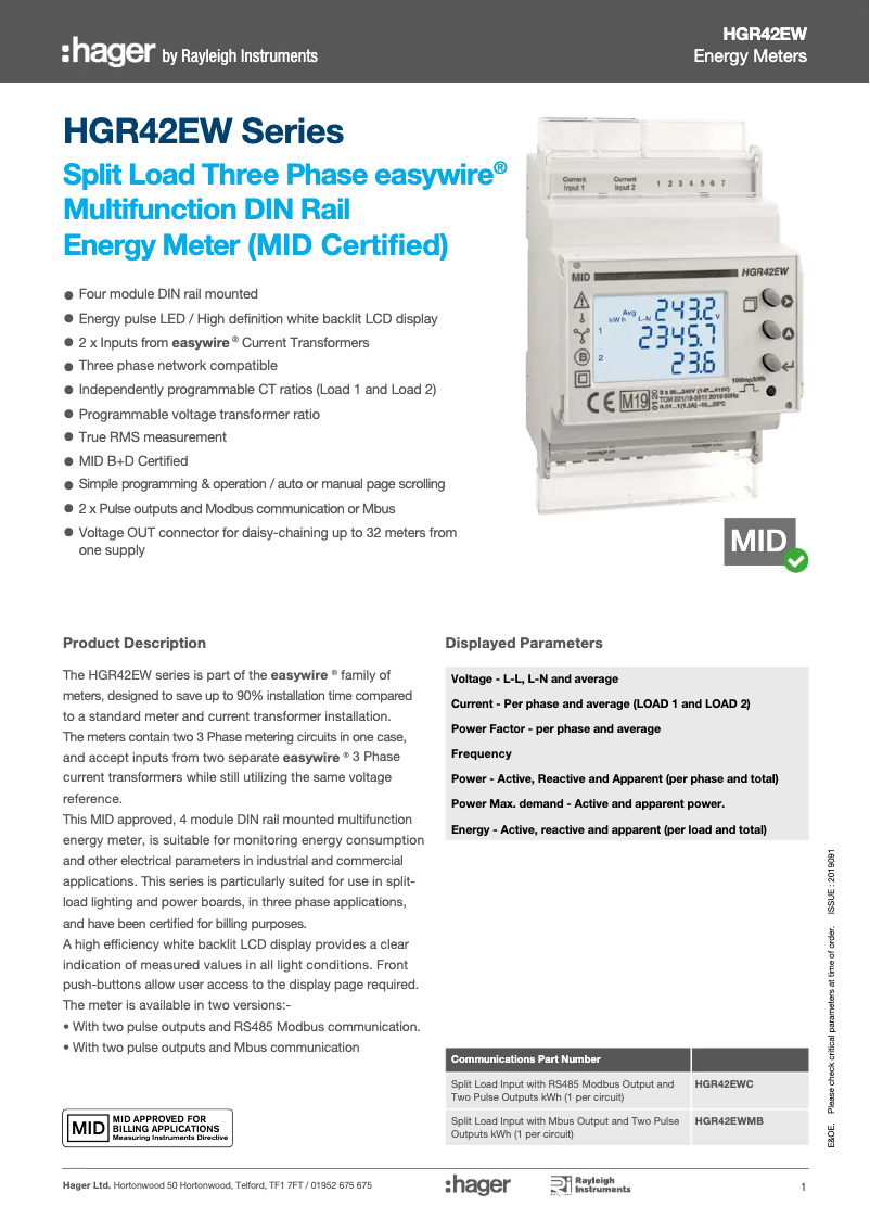 Page 1 de la notice Manuel utilisateur Hager JKD1164MID